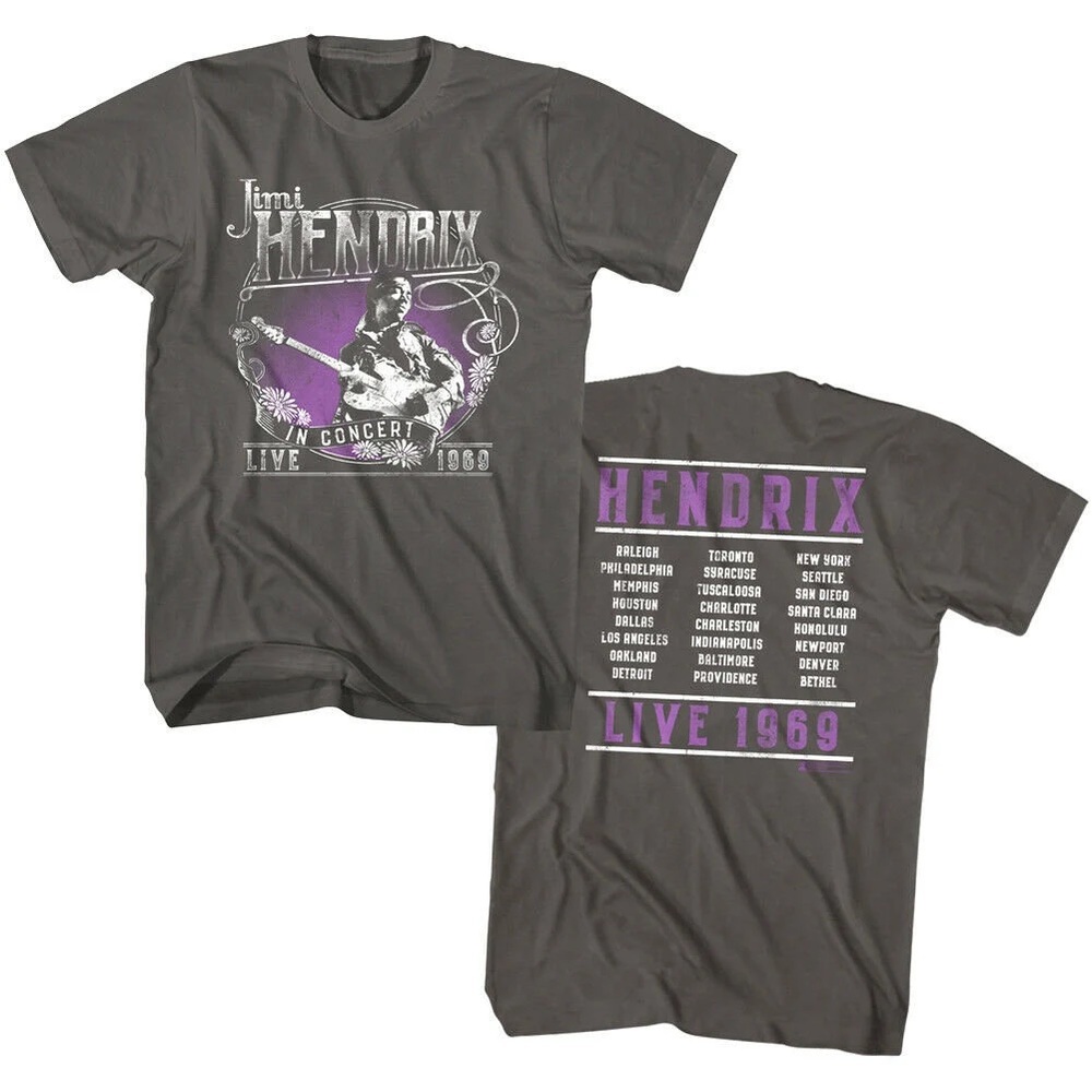 Jimi Hendrix Concert Live 1969 Graphic Tee Vintage T-Shirt Music Lovers Shirt